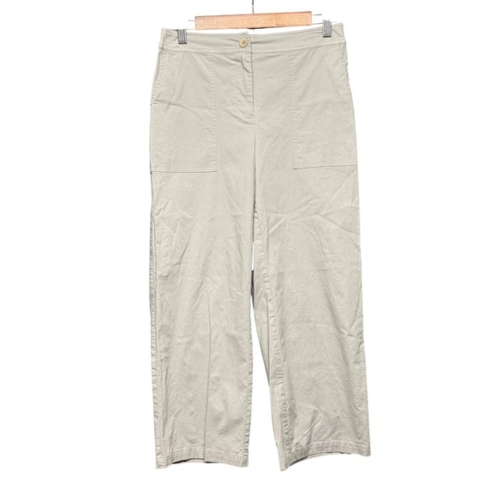 Eileen Fisher Womens Gray Wide Leg Crop Utility Pants Elastic Back XS